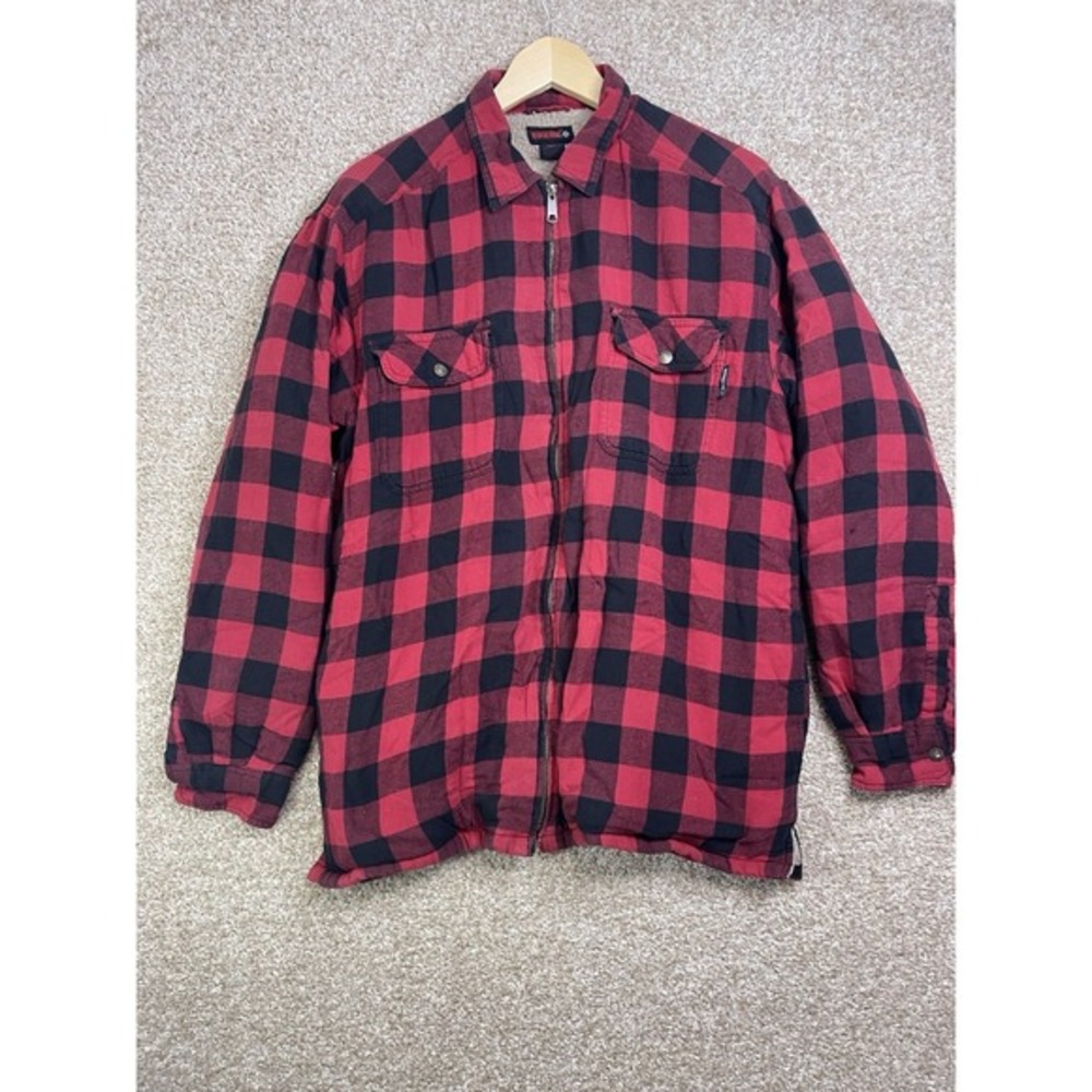 Vintage Wolverine Hoodie Jacket Men's Large Thick Red Black Plaid Button Outdoor